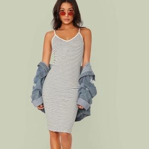 White and black striped dress